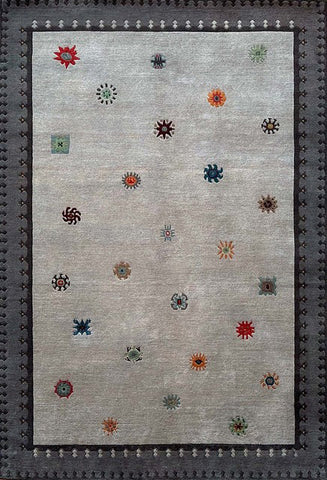 Sol Ash Tibetan Sun Hand-Knotted Rug