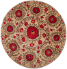 Field of Poppies beige round - a modern area rug with winding green stems and leaves dotted with flowers of varying sizes Field of Poppies beige round - a modern area rug with winding green stems and leaves dotted with flowers of varying sizes