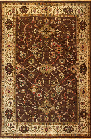 Kazak 11 mahal chocolate beige - subtle and ornate oriental carpet woven in the soumak style