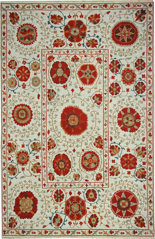 Handmade Suzani Soumak Wool Area Rug