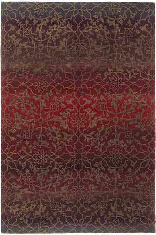 Divine Red - a gold-yellow flower like pattern subtly overlaid over soothing tonal gradations of red