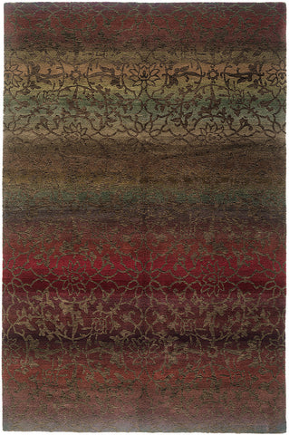 Divine is a luxurious 100 knot hand knotted Tibetan rug with an intricate yet subtle design over flowing gradations of subdued colors