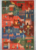 Natural-Dye Tibetan Wool Area Rug Village Animal Scene