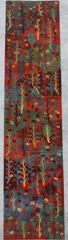 Natural-Dye Tibetan Wool Area Rug Jungle Tree Scene
