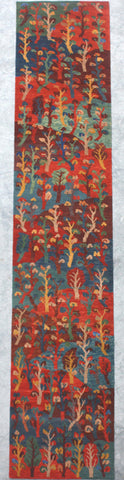 Natural-Dye Tibetan Wool Area Rug Jungle Tree Scene