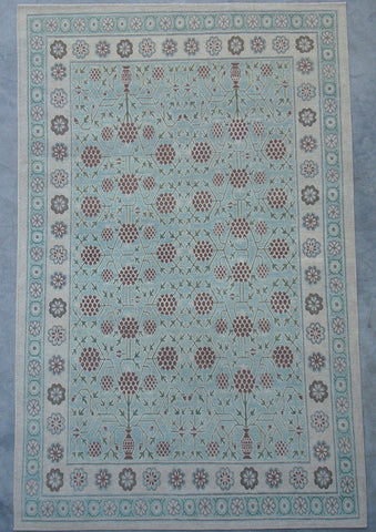 Blue Green Natural-Dye Tibetan Wool Area Rug