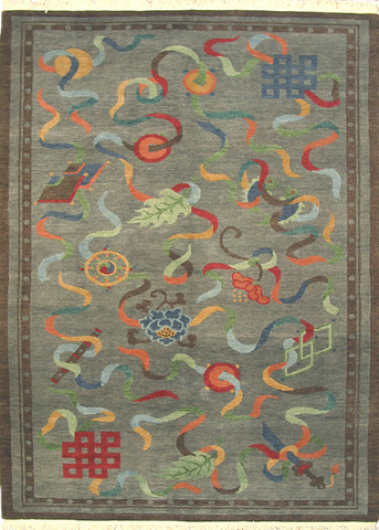 Handknotted Tibetan wool area rug