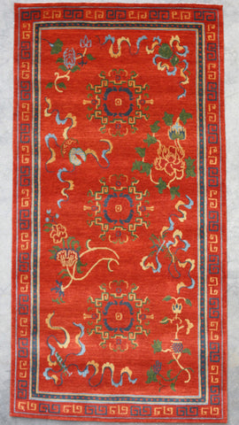 Natural-Dye Tibetan Wool Area Rug Red