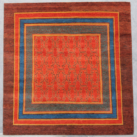 Natural-Dye Tibetan Wool Area Rug Square
