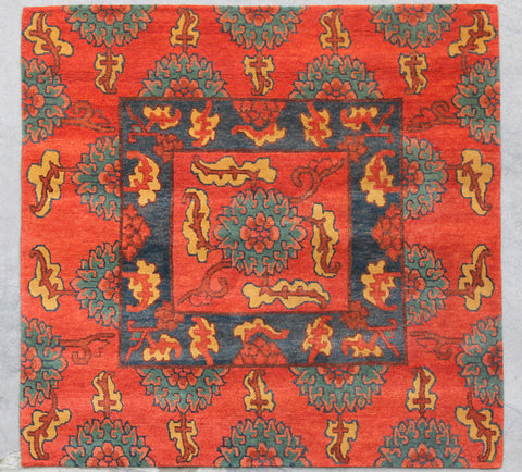 Natural-Dye Tibetan Wool Area Rug Square