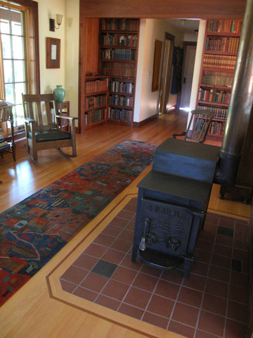 Natural-Dye Tibetan Wool Rug Village Animal Scene Runner