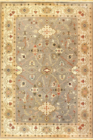 Kazak 10 mahal slate beige - subtle and elegant soumak tribal design area rug