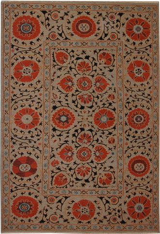 Handmade Suzani Soumak Wool Area Rug