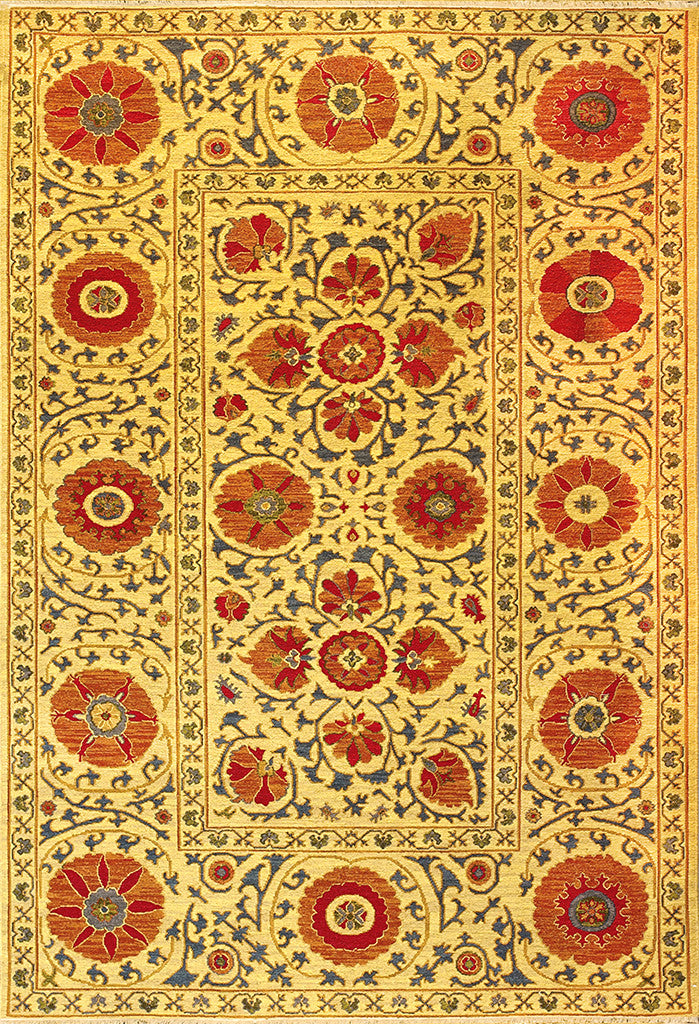 Uzzi Rug Suzani Style Wool Soumak Area Rug Uzbek Suzani (gold/red) :- A Rug For ...