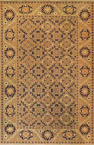 Suzani 5 trellis suzani mocha - traditional yet modern feeling oriental rug with subtle warm colors mixed with blue in a kaleidoscope of flowers.