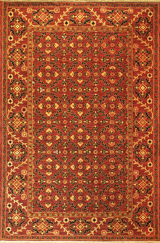 Suzani 6 trellis suzani brick - this ornate oriental carpet has pleasing repeating shapes and patterns composed of flowers and foliage in warm colors