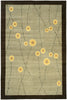 Jardin - Fine weave 100 knot tibetan wool carpet with silk accents with long stems and warm flowers dotting a subtly textured background