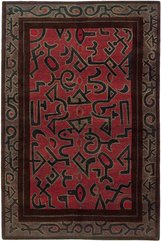 Kiva - Modernist oriental area rug with wild abstract shapes linked to native american design