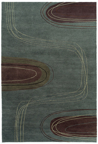 Meander teal - 50's modern area rug made from plush wool. Wonderfully simple shapes flow through this contemporary design.
