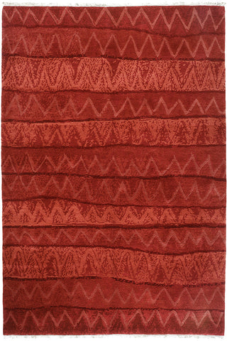 Ricrac - a cheerful contemporary area rug in warm reds. a simple design with pleasingly subtle variation
