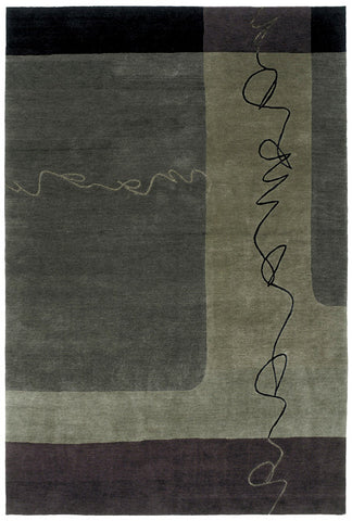 Silk road grey - contemporary oriental carpet with strong modern contemporary design with deep and close color values