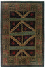 Sundial chocolate - a handmade wool rug with primitive and pleasing shapes and patterns, and richly deep colors.